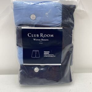 $50 Club Room Men's Blue Woven Cotton Tagless 4-Pack Underwear Boxer Size S